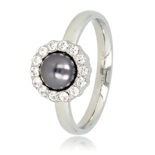 My Bendel - Ring Silber mit Zirkoniasteinen und Black Pearl- Stylischer Ring für Damen mit Perlen und Zirkoniasteinen - Bleibt schön und Verfärbt nicht - Stapeln Ringe von My Bendel