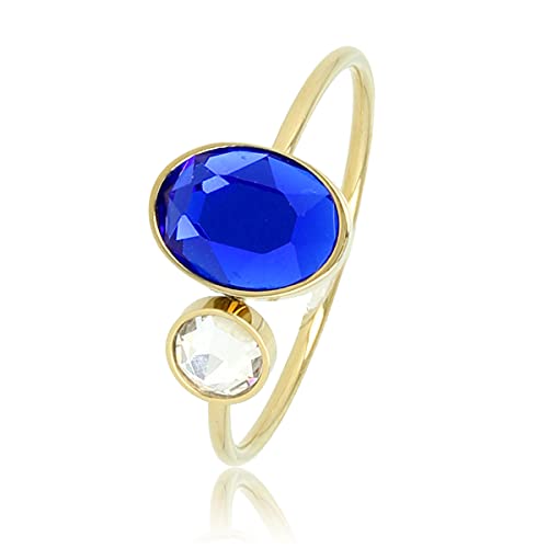 My Bendel - Schöner Gold Ring mit blau-weißem Glasstein- Stylischer Ringe für Damen - Bleibt schön und Verfärbt nicht - Stapeln Ringe - mit Luxuriösen Geschenkverpackung von My Bendel