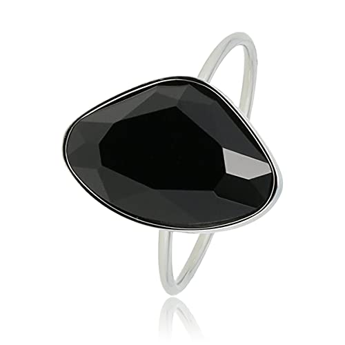 My Bendel - Schöner silberner Ring mit schwarzen Glastein- Stylischer Ringe für Damen - Bleibt schön und Verfärbt nicht - Stapeln Ringe - mit Luxuriösen Geschenkverpackung von My Bendel