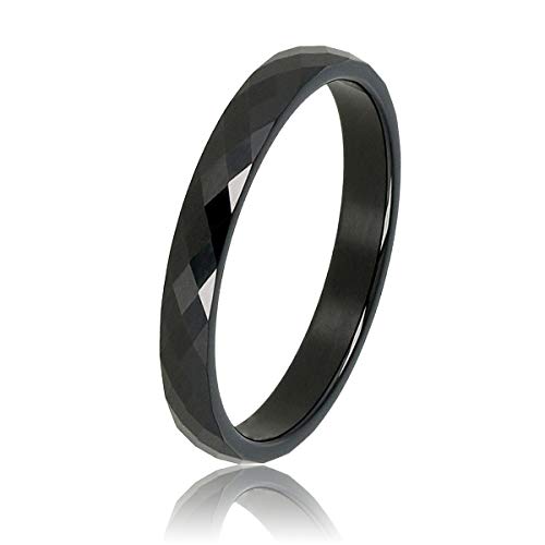 My Bendel - Keramischer Ring facettiert Schwartz 3mm- Keramikring für Frauen - Ring ist unzerbrechlich und verfärbt sich nicht - Bleibt glänzend und krazt nicht - mit Luxuriösen Geschenkverpackung von My Bendel