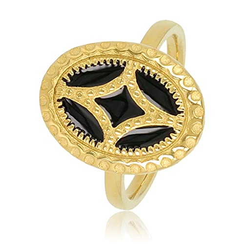 My Bendel - Vintage Ring Gold mit Schwarz- Stylischer Ringe für Damen - Bleibt schön und Verfärbt nicht - Stapeln Ringe - mit Luxuriösen Geschenkverpackung von My Bendel