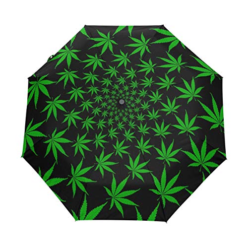 My Daily Regenschirm, Cannabis, Marihuana-Blatt, Reiseschirm, automatisches Öffnen, Schließen, Anti-UV, winddicht, leicht, kompakt, faltbar von My Daily