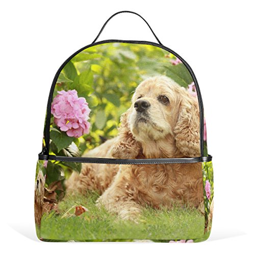 My Daily Rucksack mit englischem Cockerspaniel-Motiv, Blumenmotiv, für Jungen und Mädchen, Mehrfarbig, 12.6"L × 14.8"H x 5"W, Tagesrucksäcke von My Daily