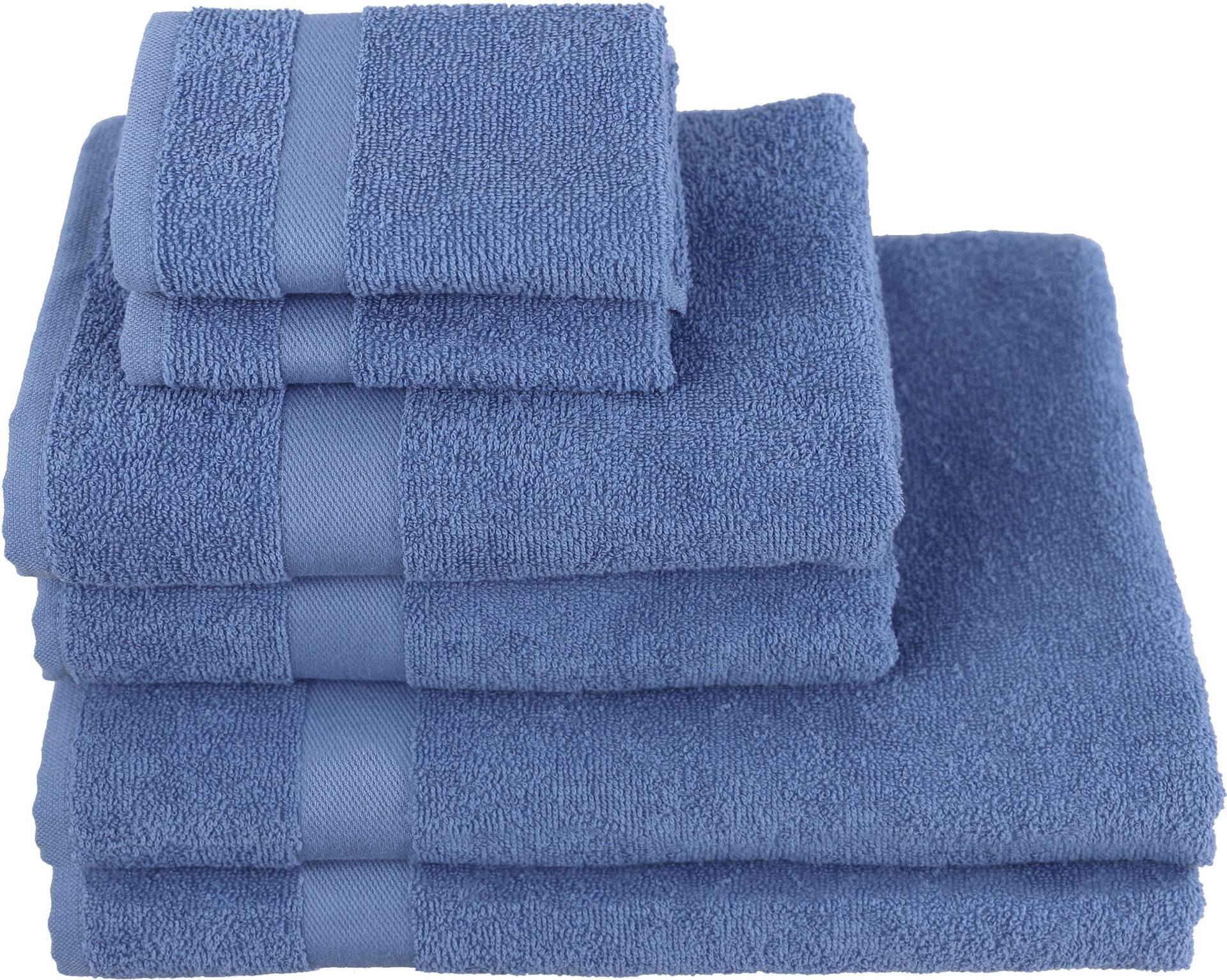 my home Handtuch Set "Nela", (Set, 6 St., 2 Badetücher 70x140 cm-2 Handtücher 50x100 cm-2 Waschlappen 30x30 cm), mit Bordüre, einfarbiges Handtuch-Set aus 100% Baumwolle von My Home