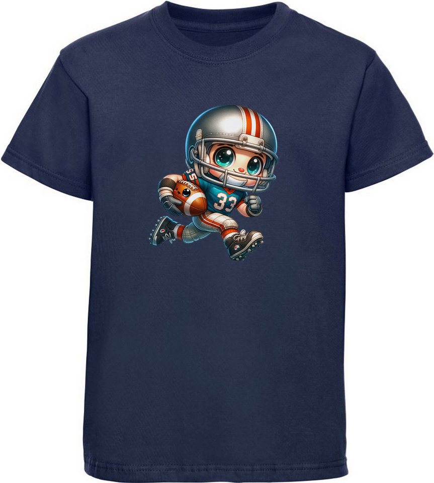 MyDesign24 T-Shirt Kinder Football Print Shirt laufender Cartoon Football Spieler Bedrucktes Jungen und Mädchen American Football T-Shirt, i495 von MyDesign24