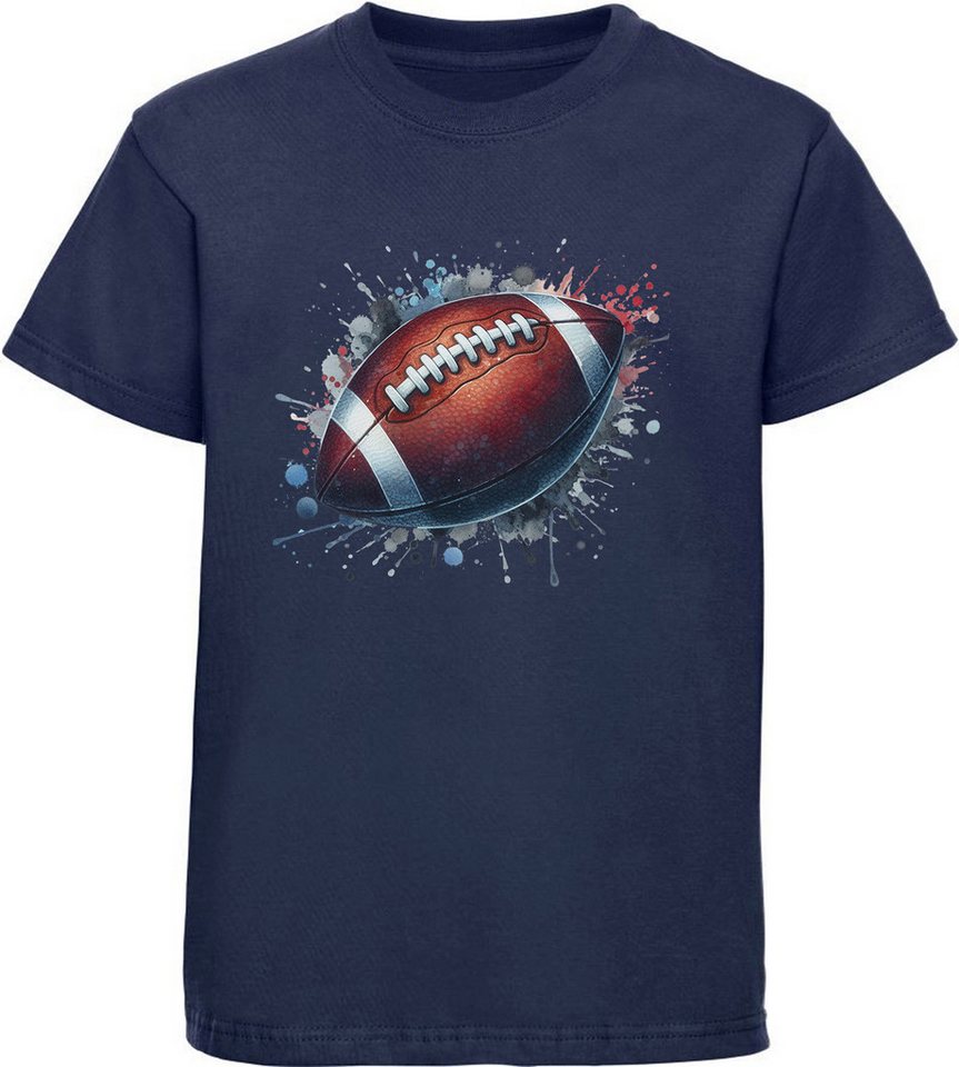 MyDesign24 T-Shirt Kinder Print Shirt American Football Ball in Ölfarben Bedrucktes Jungen und Mädchen American Football T-Shirt, i501 von MyDesign24