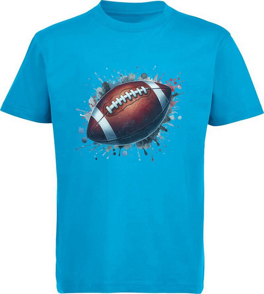 MyDesign24 T-Shirt Kinder Print Shirt American Football Ball in Ölfarben Bedrucktes Jungen und Mädchen American Football T-Shirt, i501 von MyDesign24