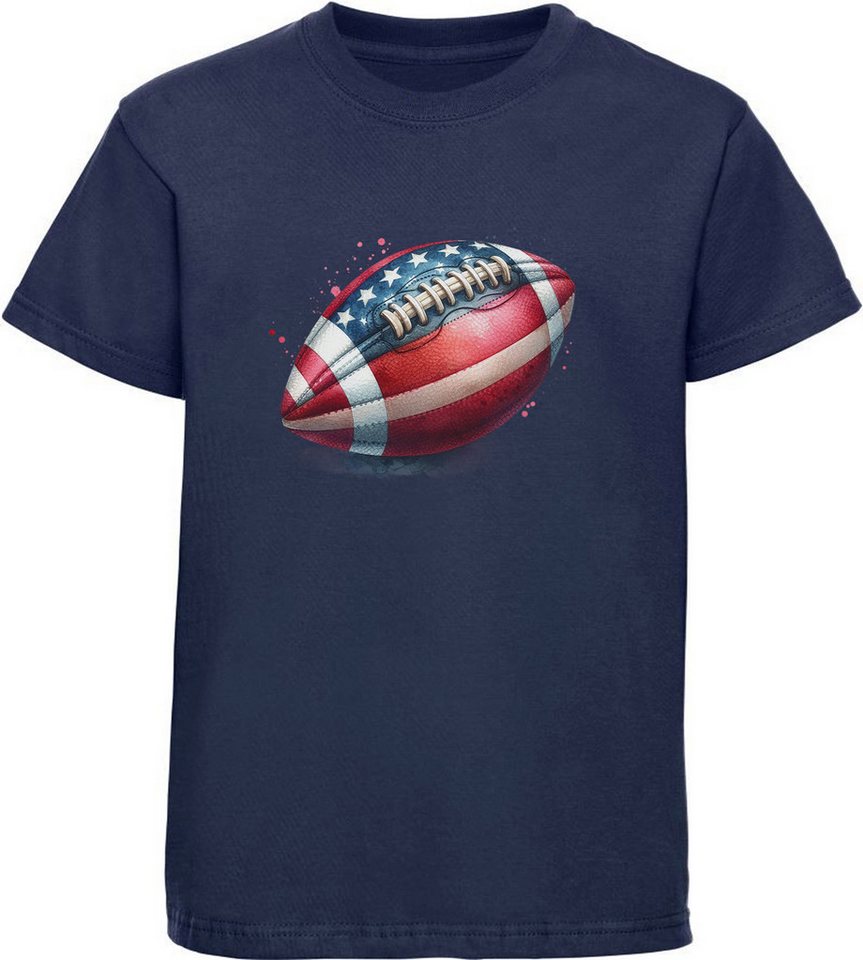 MyDesign24 T-Shirt Kinder Print Shirt USA färbender American Football in Ölfarben Bedrucktes Jungen und Mädchen American Football T-Shirt, i502 von MyDesign24