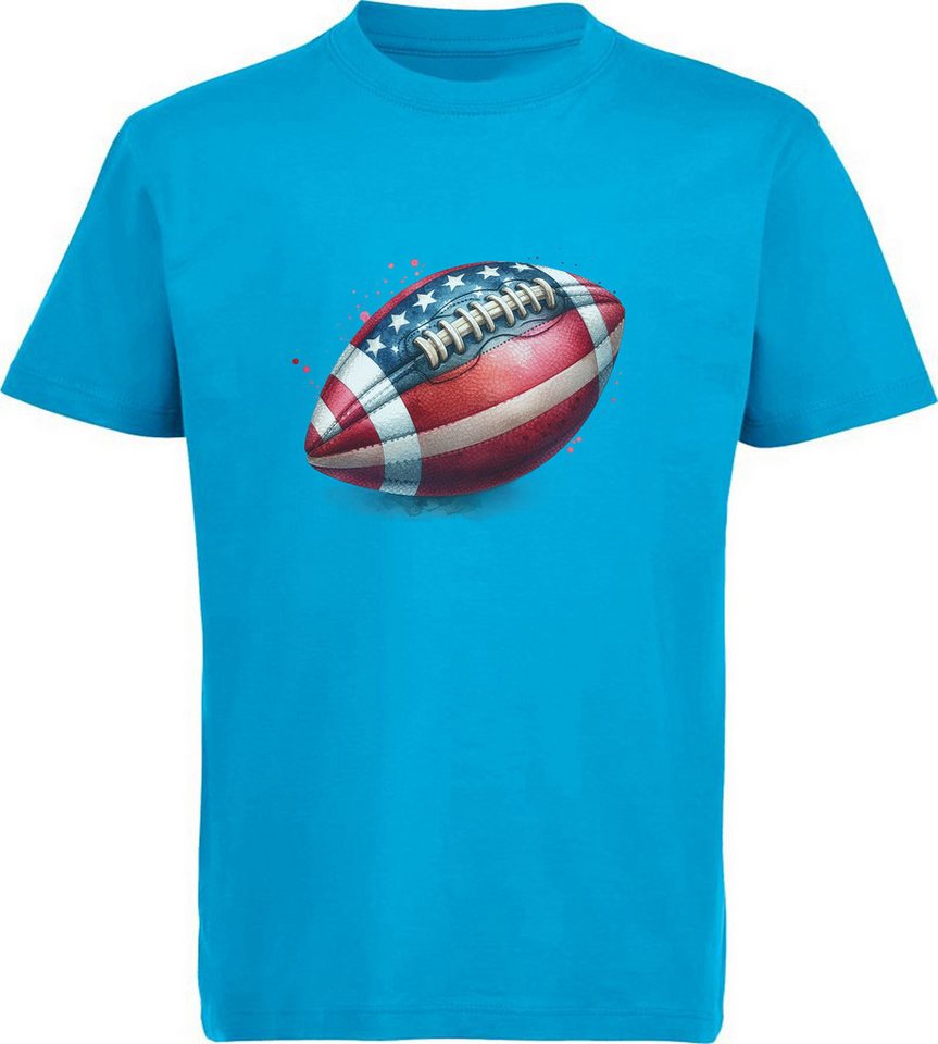 MyDesign24 T-Shirt Kinder Print Shirt USA färbender American Football in Ölfarben Bedrucktes Jungen und Mädchen American Football T-Shirt, i502 von MyDesign24