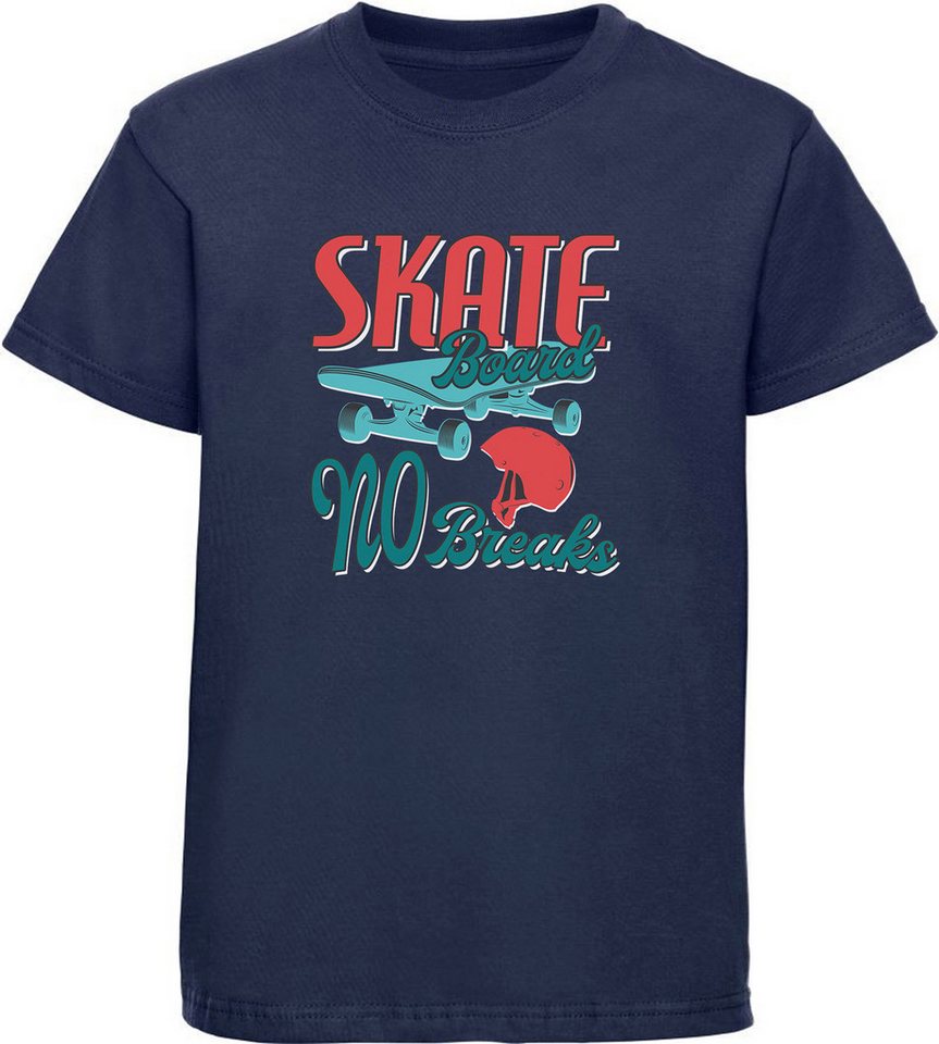 MyDesign24 T-Shirt Kinder Print Shirt mit Skateboard no Breaks Aufdruck Bedrucktes Jungen und Mädchen Skater T-Shirt, i517 von MyDesign24