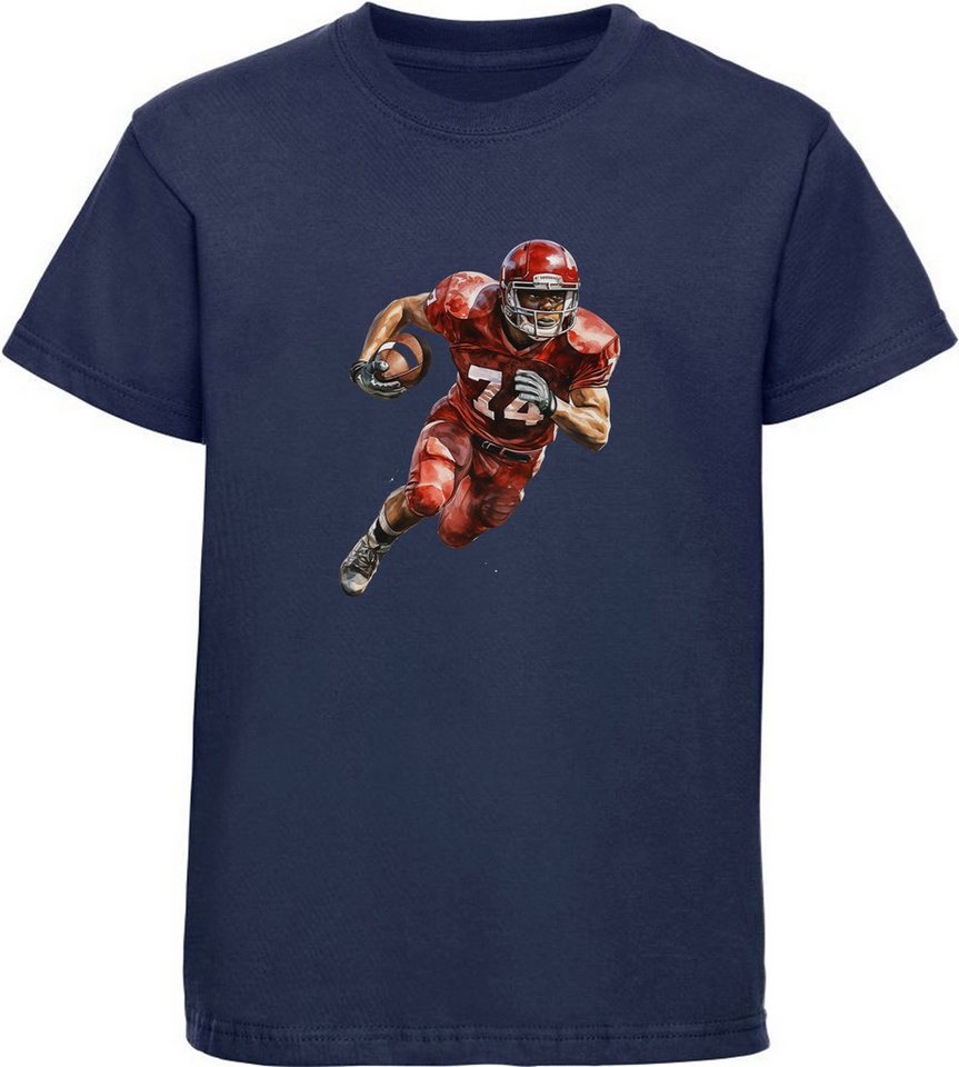 MyDesign24 T-Shirt Kinder Print Shirt roter American Football Spieler mit Ball Bedrucktes Jungen und Mädchen American Football T-Shirt, i506 von MyDesign24