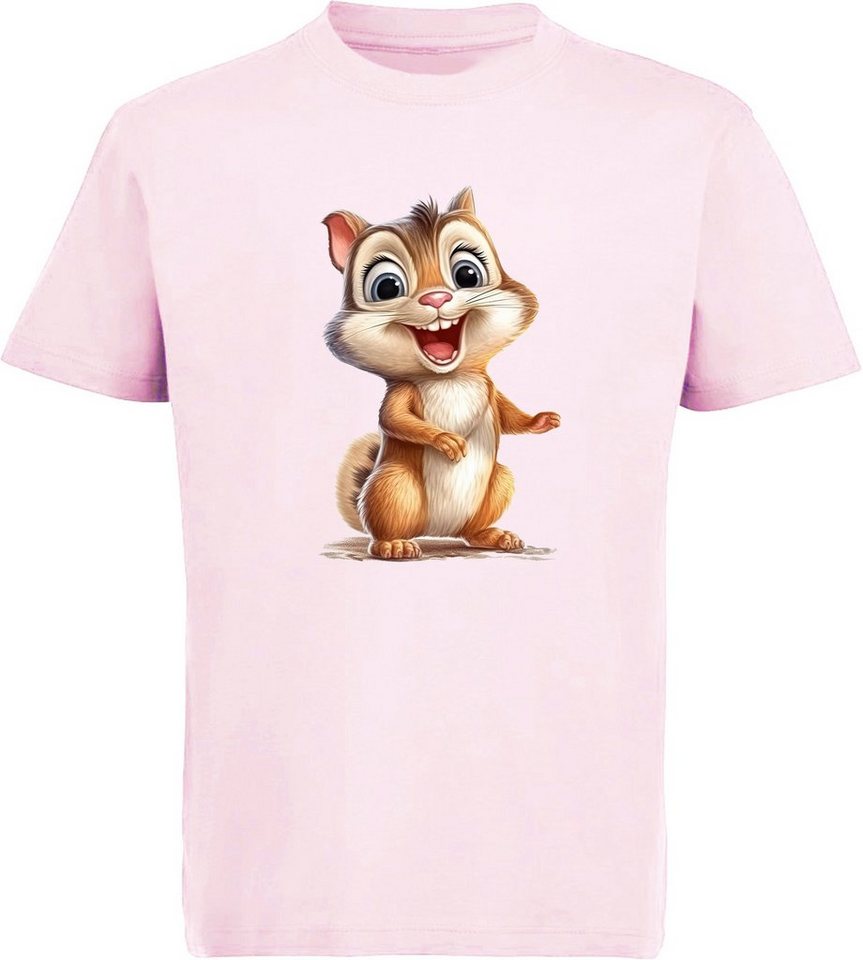 MyDesign24 T-Shirt Kinder Wildtier Print Shirt bedruckt - Baby Eichhörnchen Baumwollshirt mit Aufdruck, i262 von MyDesign24