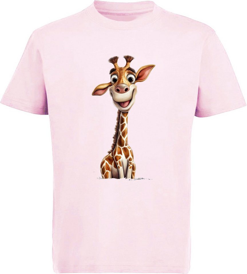 MyDesign24 T-Shirt Kinder Wildtier Print Shirt bedruckt - Baby Giraffe Baumwollshirt mit Aufdruck, i273 von MyDesign24