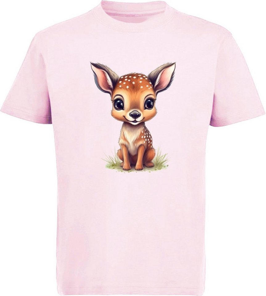 MyDesign24 T-Shirt Kinder Wildtier Print Shirt bedruckt - Baby Reh Rehkitz Baumwollshirt mit Aufdruck, i269 von MyDesign24