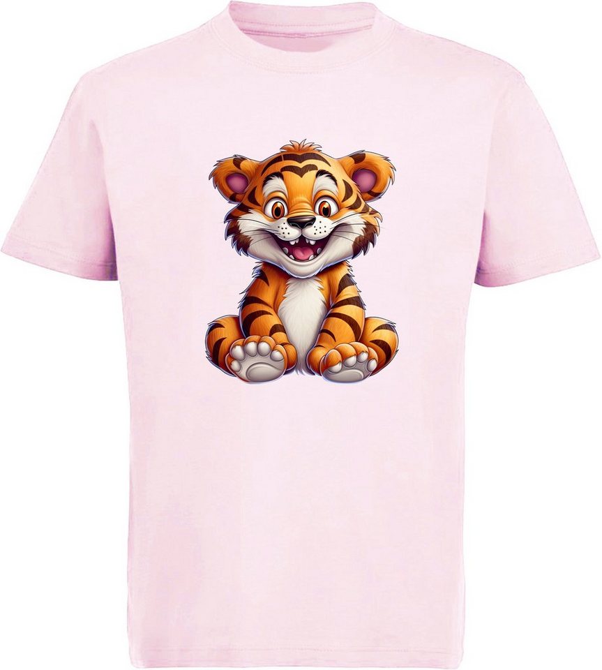 MyDesign24 T-Shirt Kinder Wildtier Print Shirt bedruckt - Baby Tiger Baumwollshirt mit Aufdruck, i278 von MyDesign24