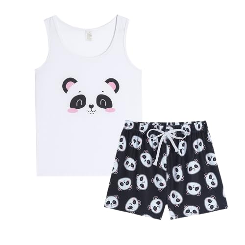 MyFav Pyjama Set für Frauen Niedliche Panda Druck Nachtwäsche Ärmellos Tops und Shorts Schlafanzüge Weiche Lounge Sets Loungewear,Weiß Panda,XL MyFav Pyjama Set für Frauen Niedliche Panda Druck Nachtwäsche Ärmellos Tops und Shorts Schlafanzüge Weiche Lounge Sets Loungewear,Weiß Panda,XL von MyFav