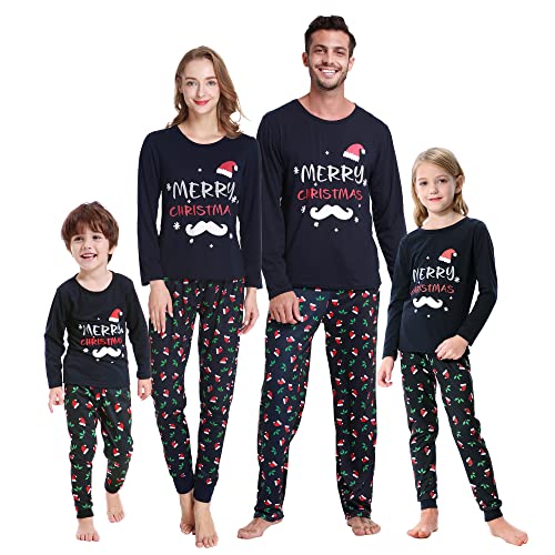 MyFav Weihnachten Schlafanzug Langarm Familien Pyjama Set Neujahr Zweiteiliger Nachtwäsche für Familien (Marineblau,Herren,3XL) von MyFav