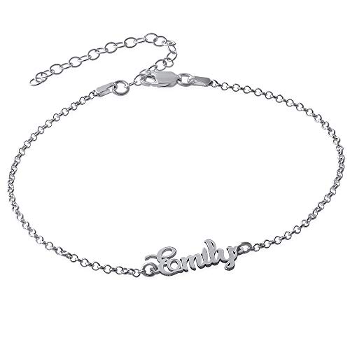 MyNameNecklace MYKA Personalisierte Fußkette mit Namen aus Sterling Silber 925 / Vergoldet - Geschenk für Damen - Mutter - Freundin (925er Sterling Silber) von MyNameNecklace