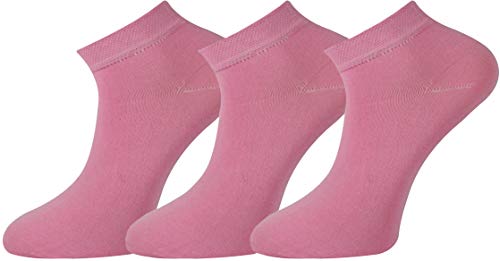 Mysocks, Herren-Damen-Sneakersocken, Feine Baumwolle, Nahtlose Spitze 3 Paar Rosa von Mysocks