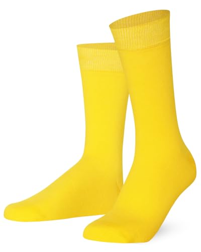 Mysocks Extrafeine Baumwollsocken für Herren/Damen, Nahtloser Zehenbereich, für Geschäfts, formelle, Freizeit und Alltagskleidung Größe 41-46, Gelb von Mysocks