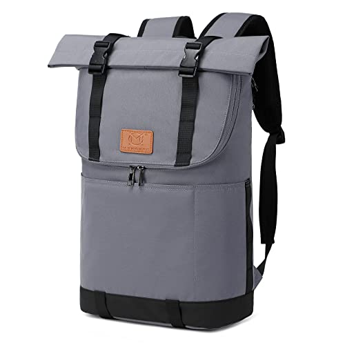 Myhozee Rucksack Herren Damen Groß Laptop Rucksack 15.6 Zoll Rolltop Rucksäcke Wasserdicht Daypacks Handgepäck Flugzeug, Schulrucksack Reiserucksack für Business Arbeit Outdoor Reisen von Myhozee