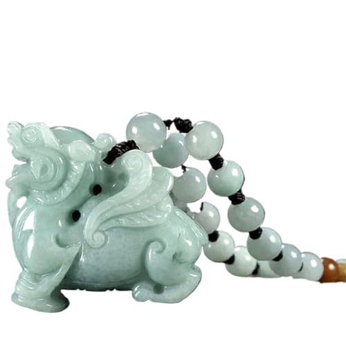 Jade-Anhänger-Halskette, Jade-Anhänger für Männer, Feng Shui Amulett Pixiu Anhänger Halskette Natürlicher Edelstein Smaragd Jade Handgefertigter Piyao Anhänger Amulett Schmuck Reiki Chakra Meditation von MyrXFb