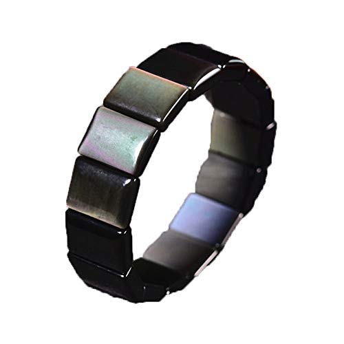 Kristall-Armband, schwarzes Obsidian-Armband, klassischer natürlicher Regenbogen-Augenstein, schwarzes Obsidian-Armband, Hand-Handgelenk-Energiestein, Handreihen-Amulett-Armbänder for Männer und Fraue von MyrXFb