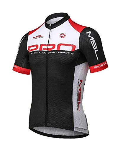 MYSENLAN Herren Kurzarm Radtrikot Fahrradtrikot Fahrradbekleidung für Herren mit Elastische Atmungsaktive Schnell Trocknen Stoff,Schwarz,XL von Mysenlan