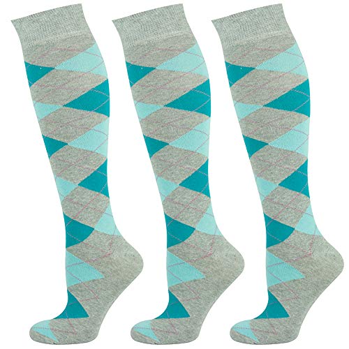 Mysocks 3 Paare Kinder Kniestrümpfe Socken Argyle Asche Minze von Mysocks