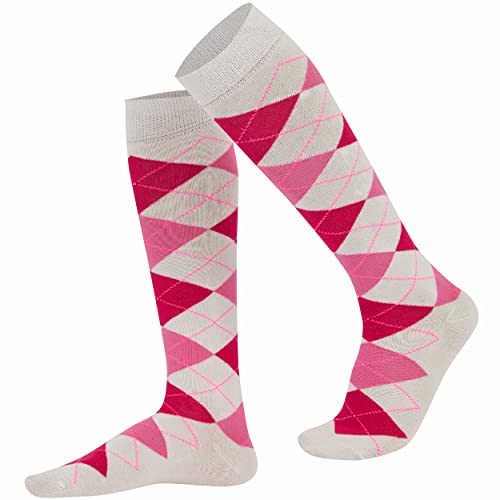 Mysocks Unisex Kniestrümpfe Argyle Socken Rosa fuchsia Rosa fuchsia von Mysocks