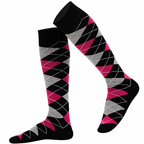 Mysocks Unisex Kniestrümpfe Argyle Socken Schwarze rosa Fuchsie von Mysocks