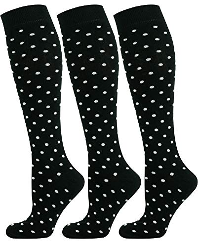 Mysocks Unisex Kniestrümpfe Gepunktet Aus Extra Fein Gekämmter Baumwolle, 3 Paar Gepunktet Schwarz 37-41 von Mysocks