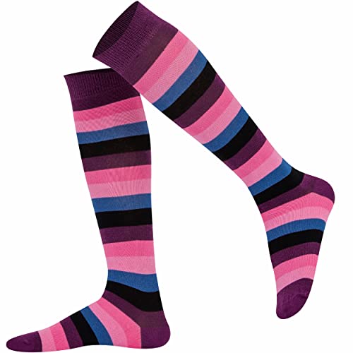 Mysocks Unisex Kniestrümpfe lange Socken Streifen Streifen lila von Mysocks