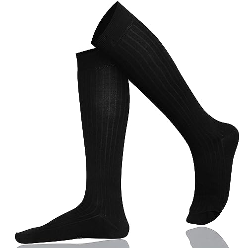 Mysocks Unisex Kniestrümpfe lange Socken gewelltes schwarz von Mysocks