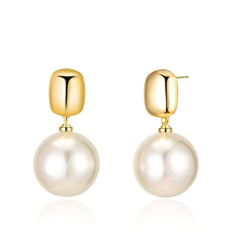 Mytys Pearl Drop Earrings-18K Gold Plated Dangle Earrings-Geometry Hypoallergenic Earring Jewelry Gift for Women for Her von Mytys