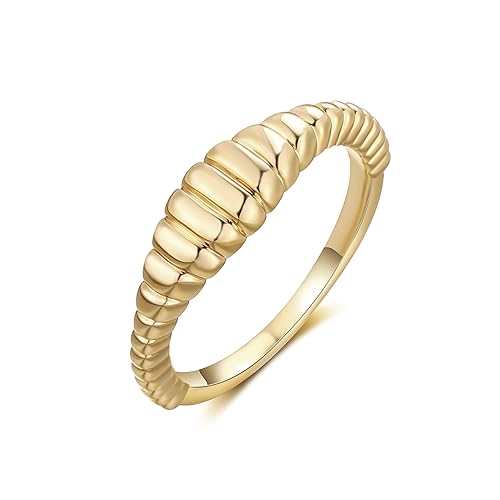 Mytys klobige Goldringe für Damen-14K vergoldeter Kuppelring Croissantring Siegelring für Damen Weihnachtsschmuck Geschenk (Gold 1, 61(19.4)) von Mytys