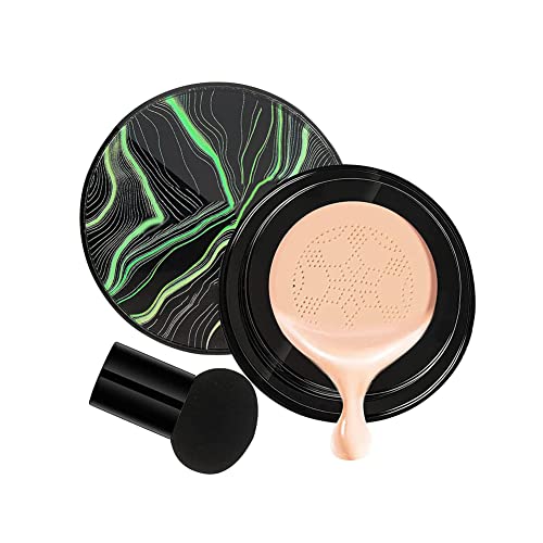 Mushroom Head Air Cushion BB Cream CC Cream, Concealer Lasting Nude Makeup Moisturizing Brightening Pigment CC Liquid Foundation, Even Skin Tone Makeup Base Primer (Naturfarben) von YIYUANIJI