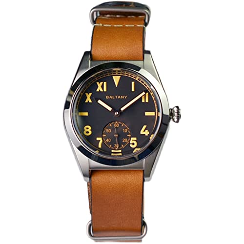 NC Baltany 36mm Retro Automatik Herren Klassische Uhren Saphirglas ST1701 Mechanische Edelstahluhr Männlich (Brown Black) von NC