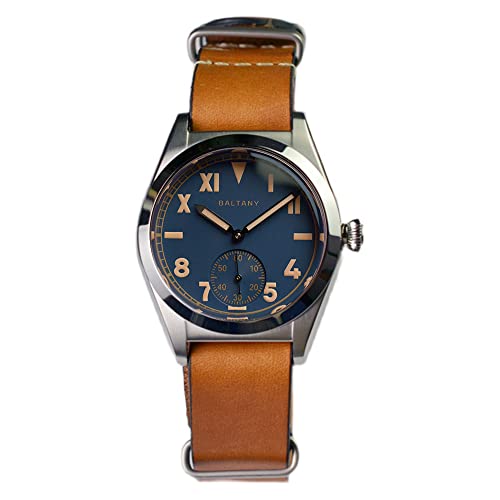 NC Baltany 36mm Retro Automatik Herren Klassische Uhren Saphirglas ST1701 Mechanische Edelstahluhr Männlich (Brown Blue) von NC