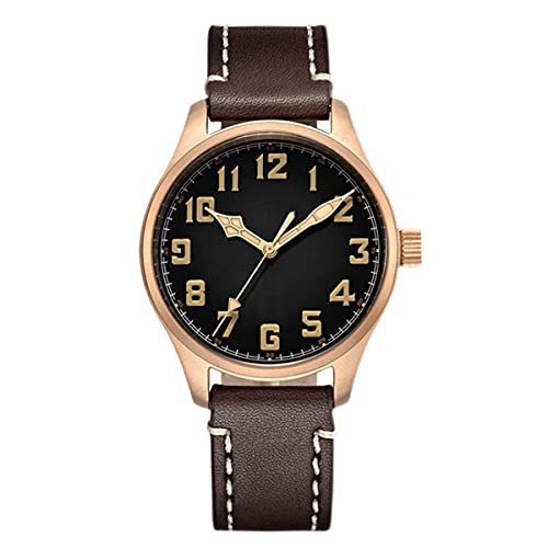 NC Baltany Automatic Mechanical Men Bronze Fliegeruhren Saphirglas NH35 Armbanduhr (Black) von NC