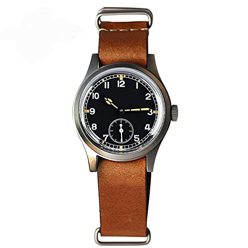 Baltany Dirty Dozen Watch Men D12 36MM Sea Gull ST1701 Movement Automatic BGW9 Luminous Vintage Military Armbanduhren (Brown NAT Black no Logo) von NC