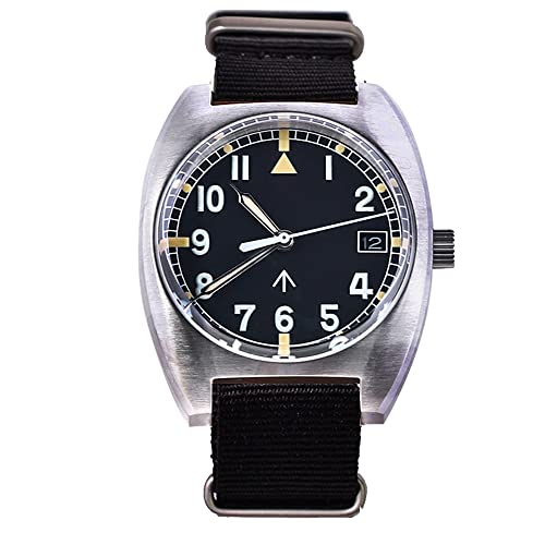 NC Baltany Mechanische Militäruhr für Herren Kleines Zifferblatt Dome Glass Reloj Militar Hombre 10BAR Air Force Clock Tribute 60s NH35 Pilot Watch (Color 2) von NC