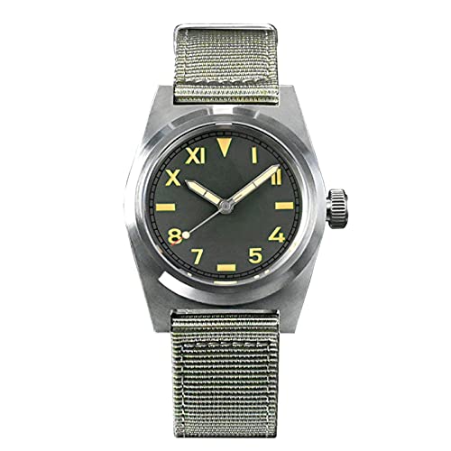 NC San Martin 38mm SN031G Retro-Militäruhren Saphirglas 200M wasserdichte automatische Edelstahl-Taucher-Armbanduhr für Männer (Green) von NC