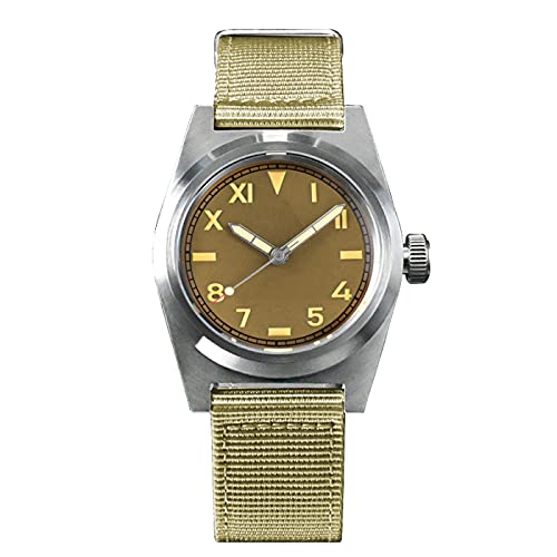 NC San Martin 38mm SN031G Retro-Militäruhren Saphirglas 200M wasserdichte automatische Edelstahl-Taucher-Armbanduhr für Männer (Yellow) von NC