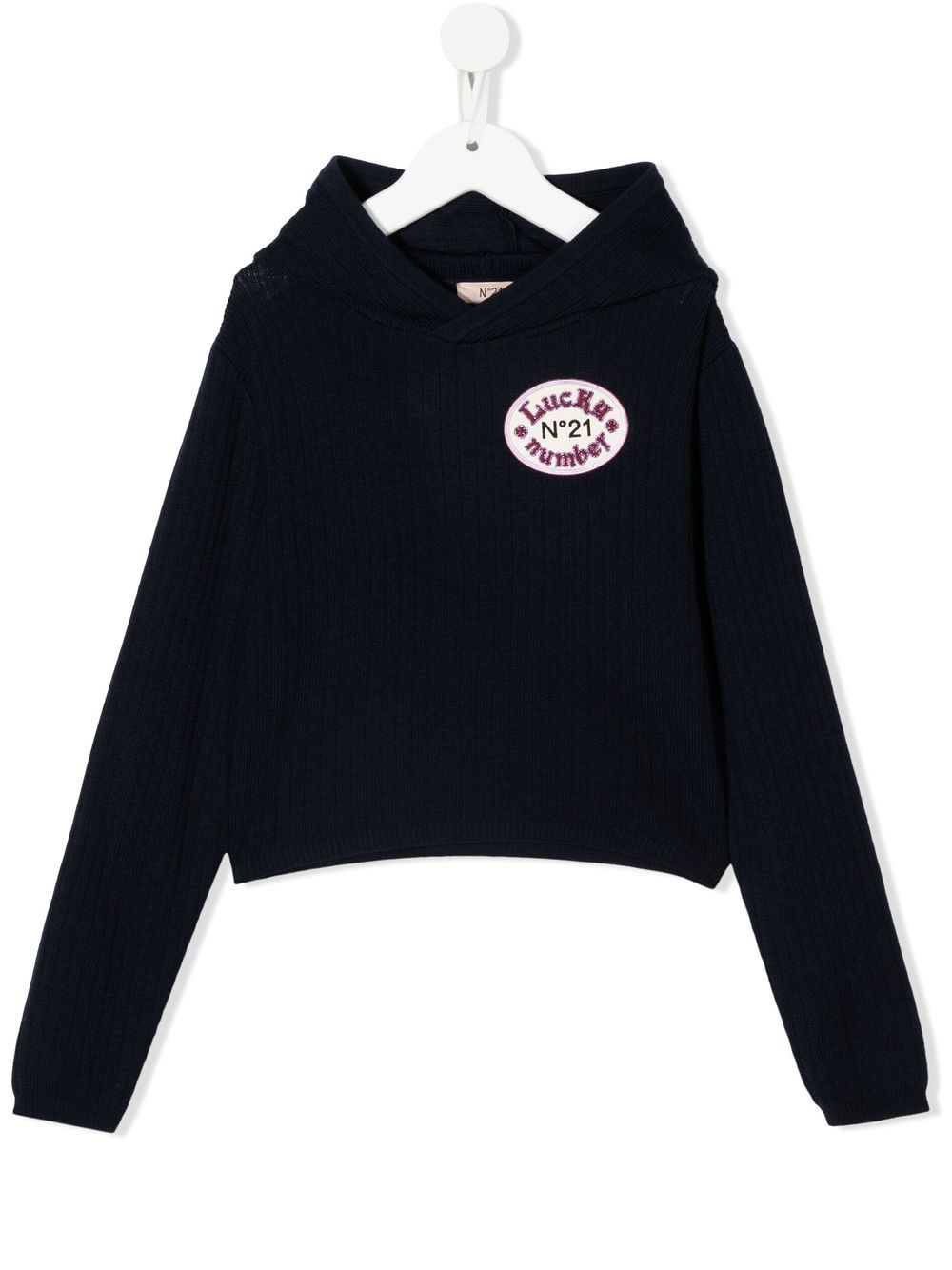 Nº21 Kids Gerippter Hoodie mit Logo - Blau von Nº21 Kids