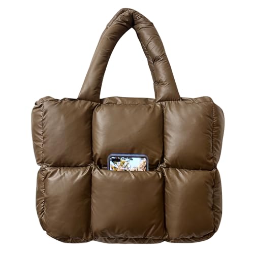 NAARIIAN Puffer Tote Bag für Damen, leichte, gesteppte Schultertasche mit verstellbarem Schultergurt, Puffer Bag, Puffertasche, Handtasche für Arbeit, Reisen, Fitnessstudio, Kakaobraun NAARIIAN Puffer Tote Bag für Damen, leichte, gesteppte Schultertasche mit verstellbarem Schultergurt, Puffer Bag, Puffertasche, Handtasche für Arbeit, Reisen, Fitnessstudio, Kakaobraun von NAARIIAN