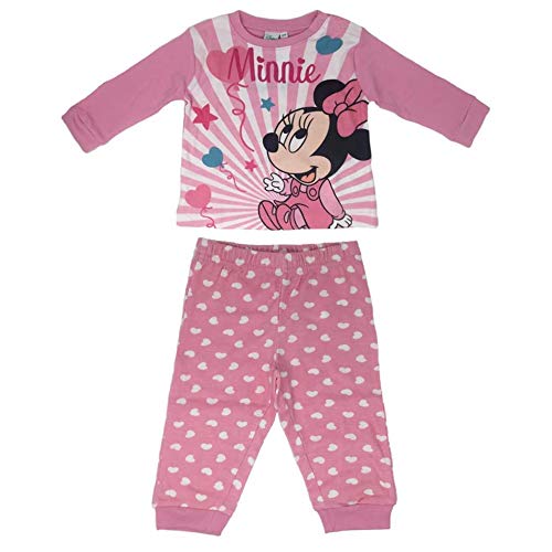 Baby-Schlafanzug, offizielles Disney Minnie Minnie Baby Langarm aus Fleece Mädchen 3440, Pink 92 von NADA HOME