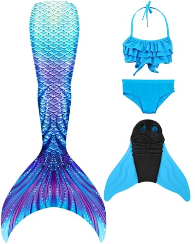 NAITOKE Mädchen Monoflossen mit Cosplay Bikini Set und Flossen NAITOKE Mädchen Monoflossen mit Cosplay Bikini Set und Flossen von NAITOKE