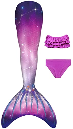 NAITOKE Meerjungfrauenschwanz mit Bikini für Mädchen,3pc，ohne Monoflosse,DGJDP,120 von NAITOKE