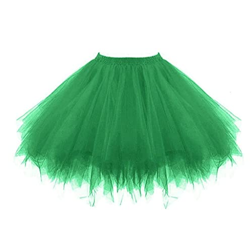 Karneval Tüllrock Damen Kurz Rock Hohe Taille Tutu Rock Orange Tüllrock Petticoat 50er Puffy Tütü Minirock Reifrock Unterrock Tüll Underskirt von NAJZYBA